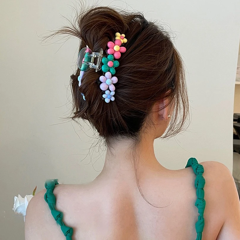 AWAYTR-Pinzas para el pelo con forma de flor para niña y mujer, accesorios para el cabello, horquillas, pinzas para el pelo con forma de cangrejo