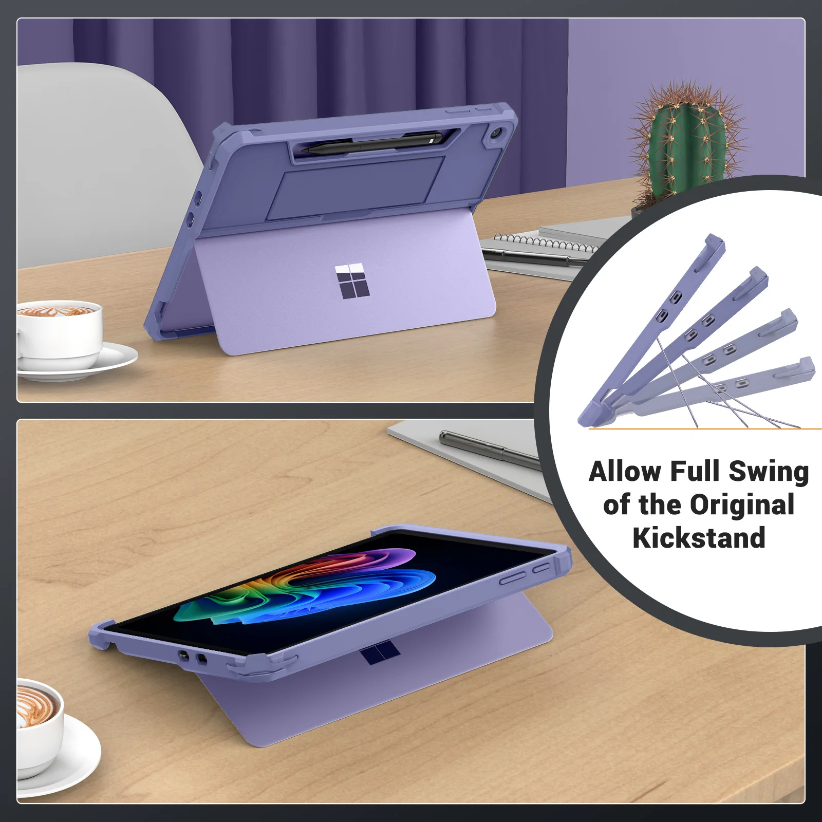 حافظة لجهاز Microsoft Surface Pro مقاس 12 بوصة 2025، غطاء متين واقٍ الكل في واحد مع حامل قلم خلفي، يدعم مرفق لوحة المفاتيح #4