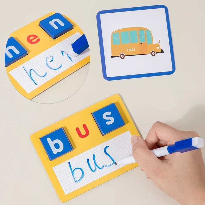 kids Word Writing & Spelling Flash Cards Kindergarten Homeschool Supplies Words Reading Game Montessori Educational Toys