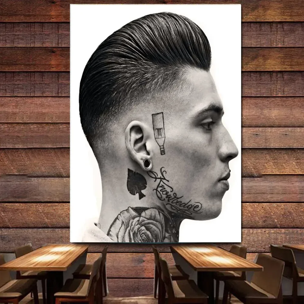 Pompadour greaser hairstyle Flag Digital Printing Banner Hairstyling Poster for Barber Shop Wall Art Indoor Tapestry Decor 1