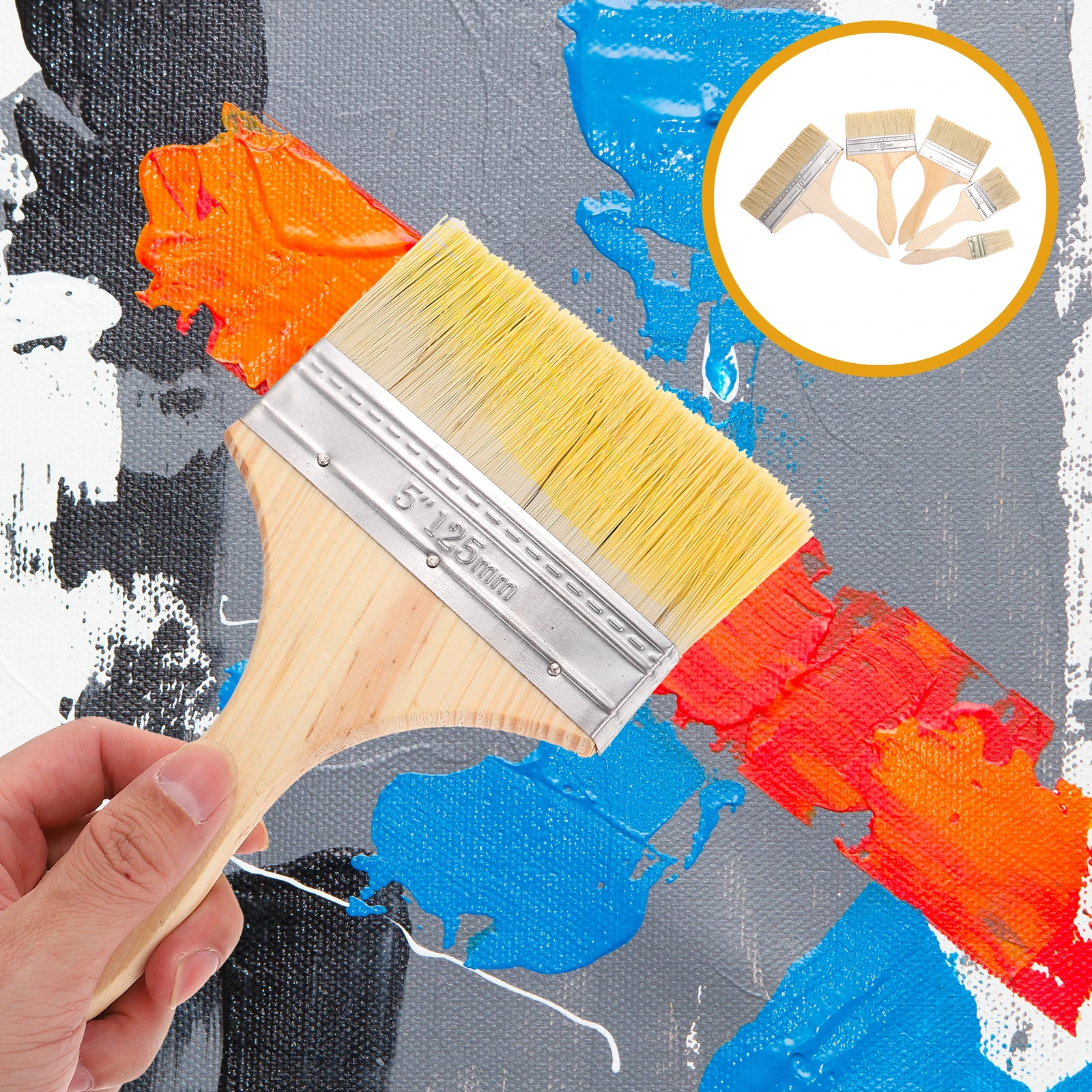 

5pcs Brush Set Watercolor Painting Brushes Wood Handle Paint Brushes for Oil Watercolor Furniture Art Supplies