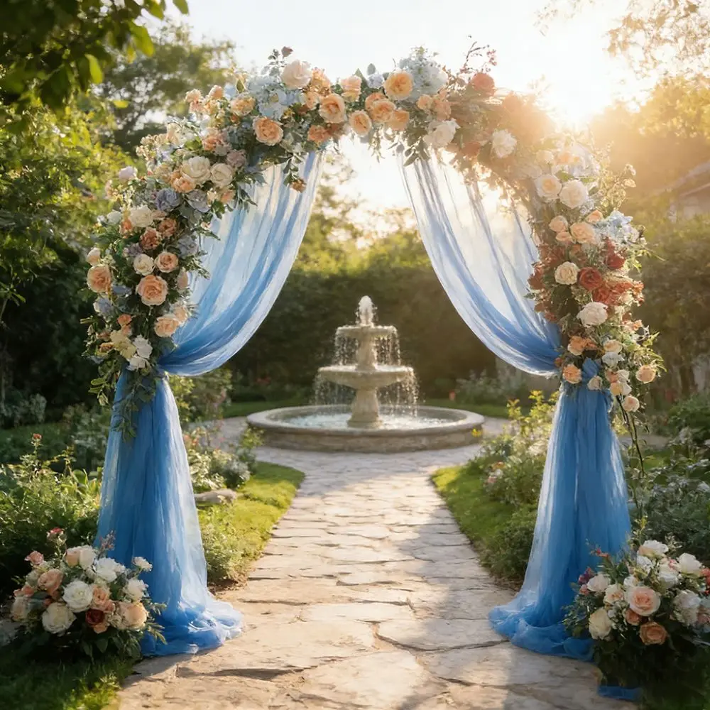 

Multicolor Tulle Fabric Backdrop Multi-purpose Rod Pocket Photography Background Drapes Party Curtains Wrinkle-Free