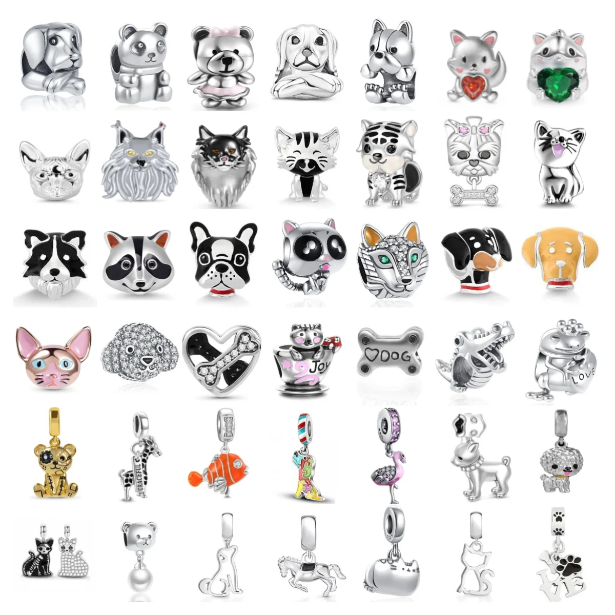 

2026 Hot Selling 925 Sterling Silver Fox, Giraffe,Ice Cream Butterfly Pendant Fit European Bracelets DIY Women's Jewelry Gifts