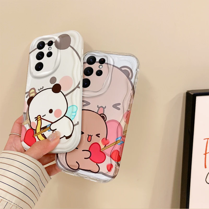 Novo dos desenhos animados bubu dodu casal caso de telefone para samsung galaxy s25 s24 s23 s22 ultra plus s24 fe a73 a72 a55 a54 tpu capa à prova de poeira