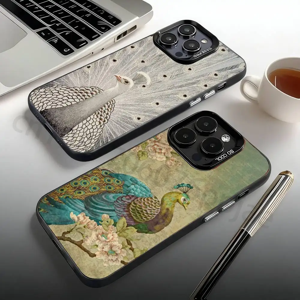 

Peacock Feathers Phone Case For iPhone 17,16,15,14,13,12,11,Pro,Max,Plus,Mini, Anti Fall Matte Hard Bumper