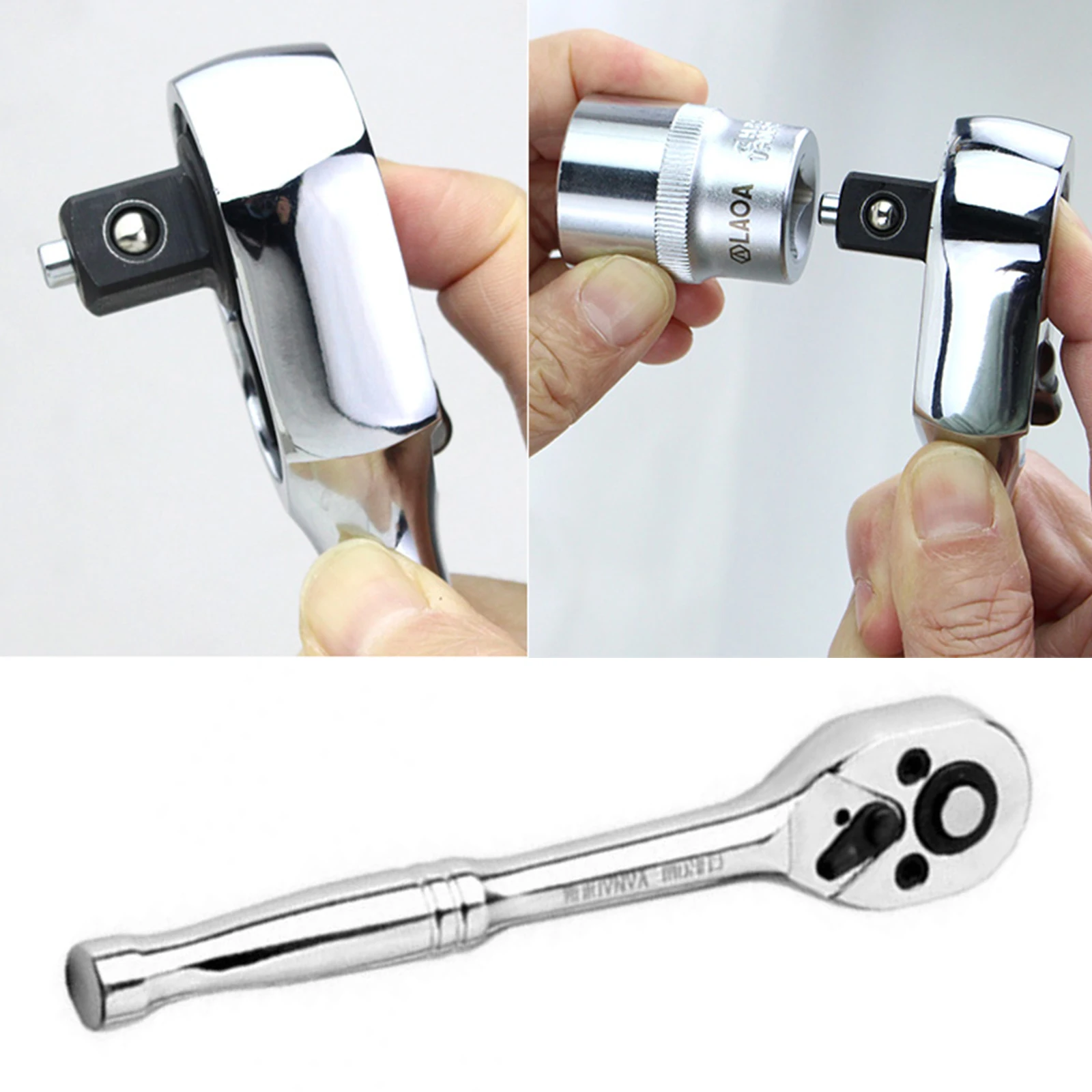 Two-way Ratchet Socket Wrench Auto Repair Tool1Pc 1/4 In High Torque Ratchet Wrench Socket Quick Release Square Head Spanner