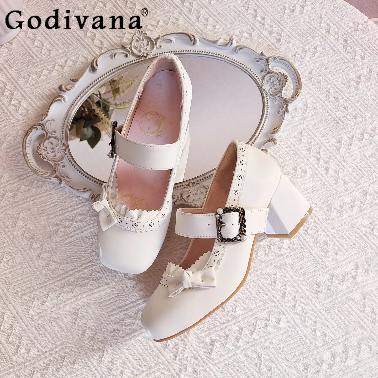 

Vintage Elegant Lady Chinese Style Original Lolita High Heels Sweet Girl Fashion Versatile Chunky Heel Single Shoes