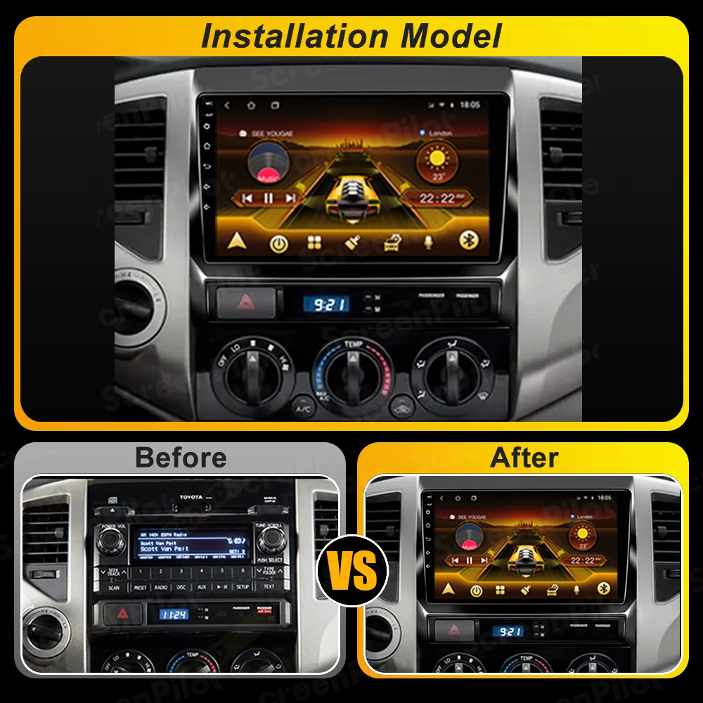 Android 16 For Toyota Tacoma 2005 - 2015 Car Radio Stereo Head Unit Multimedia Video Player GPS Navigation 2K QLED 9 Inch 8 Core