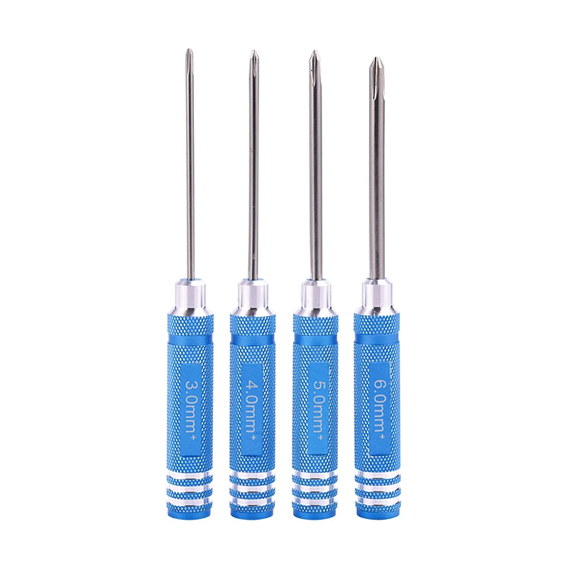 RC Tool Metal Phillips Crosshead Screwdriver Set 4 in 1 Screw Driver Kits for Remote Control Car Truck Model