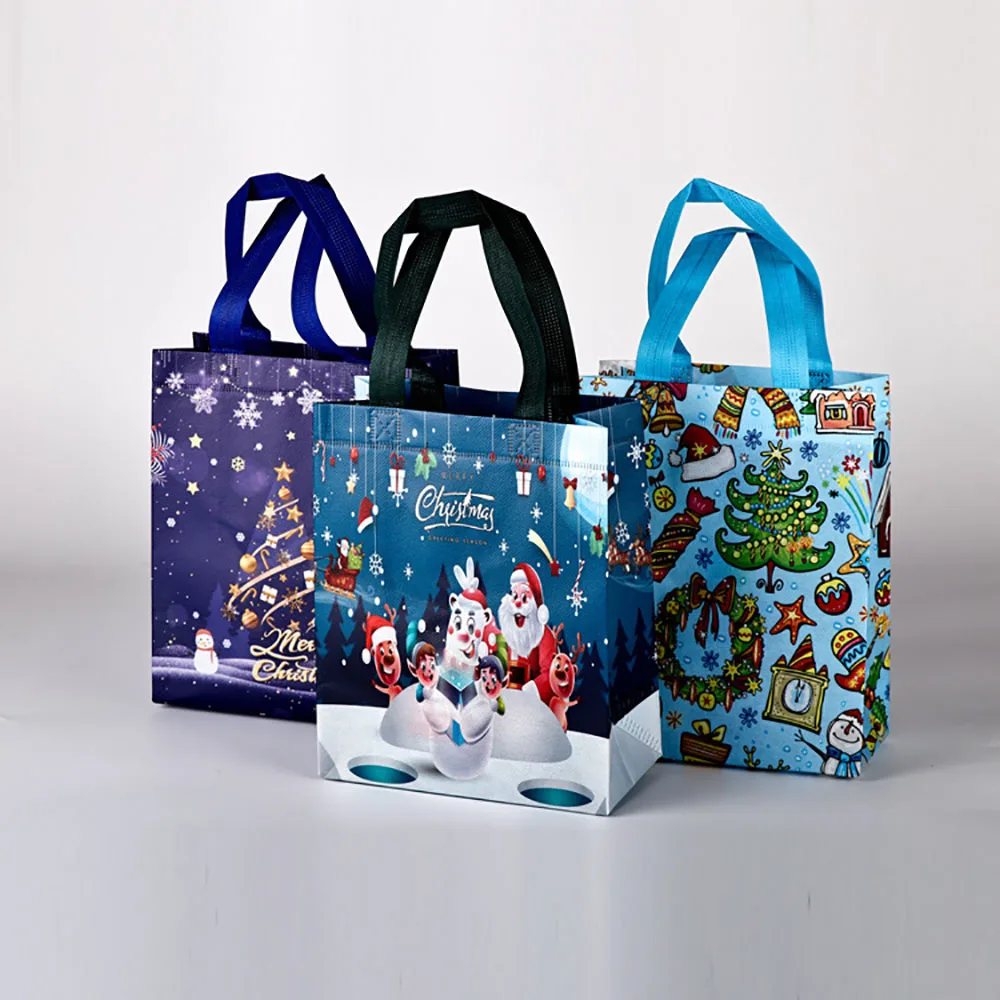 Snowman Tote Bag Cartoon Non-Woven Holiday Bag Candy Gift Packaging Printed Cartoon Santa Bag For Gift Wrapping Christmas New