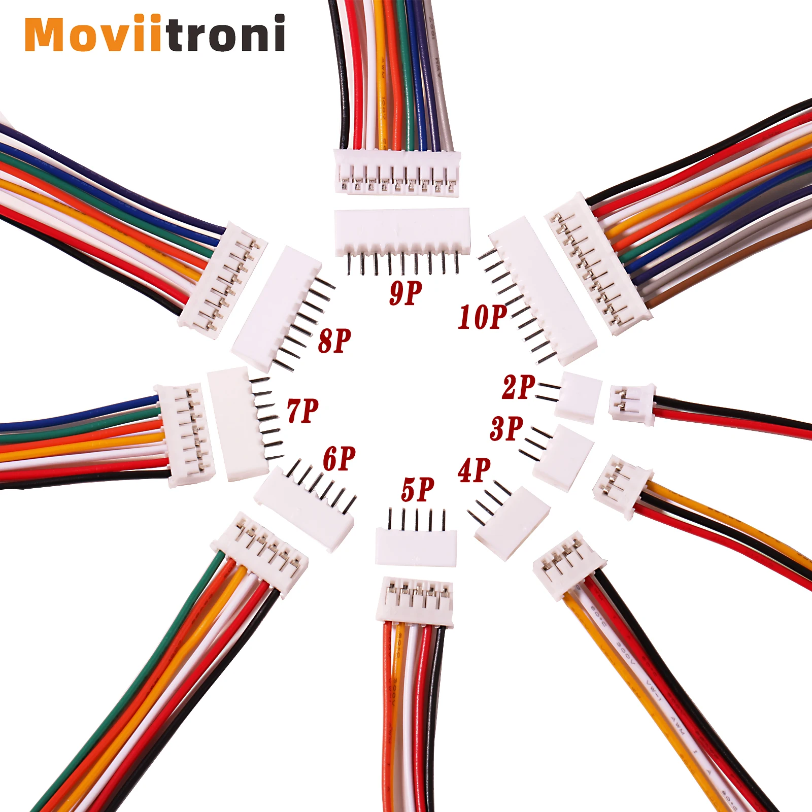 10/20sets JST PH 2.0 Connector Male Female 2pin/3pin/4pin/5pin/6pin/7p/8p/9p/10p Plug With Terminal 200mm Wires Cables Socket