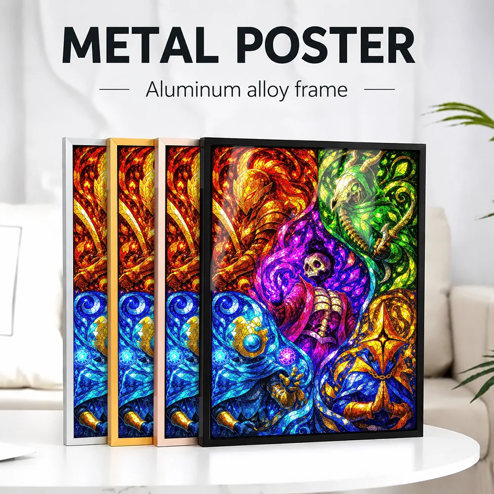 Stained Glass Slay The Spire II Character Game Framed Metal Print Personalized Photo Dark Medieval Style Wall Art For Library