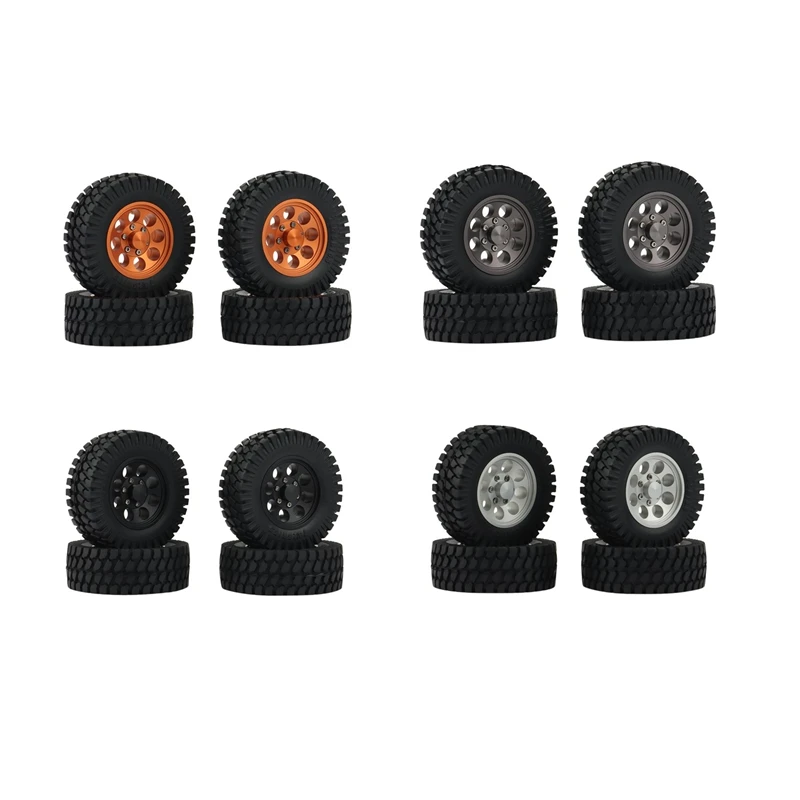 4PCS 1.55 Metal Beadlock Wheel Rims Tires Set For 1/10 RC Crawler Car RC4WD D90 TF2 Tamiya CC01 LC70 LC80 MST JIMNY