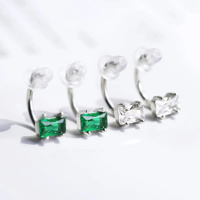 European and American Geometric Square Zircon Earrings for Women with A Niche Design Sense, Simple Ear Bone Ring Accessories