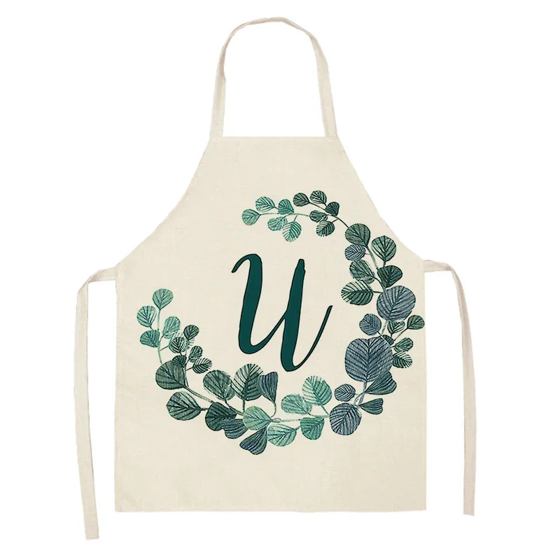 Home wreath Letter Pattern Apron Women Men child Linen Stain Resistant Apron Cooking Household Cleaning Tool Kitchen Utensils