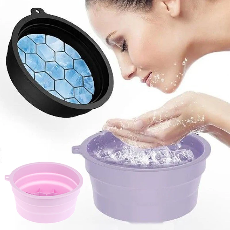 Collapsible Silicone Ice Bath Tray For Facial Puffiness Portable Cryotherapy Skin Tool Travel Beauty Bowl Facial Care Accessory