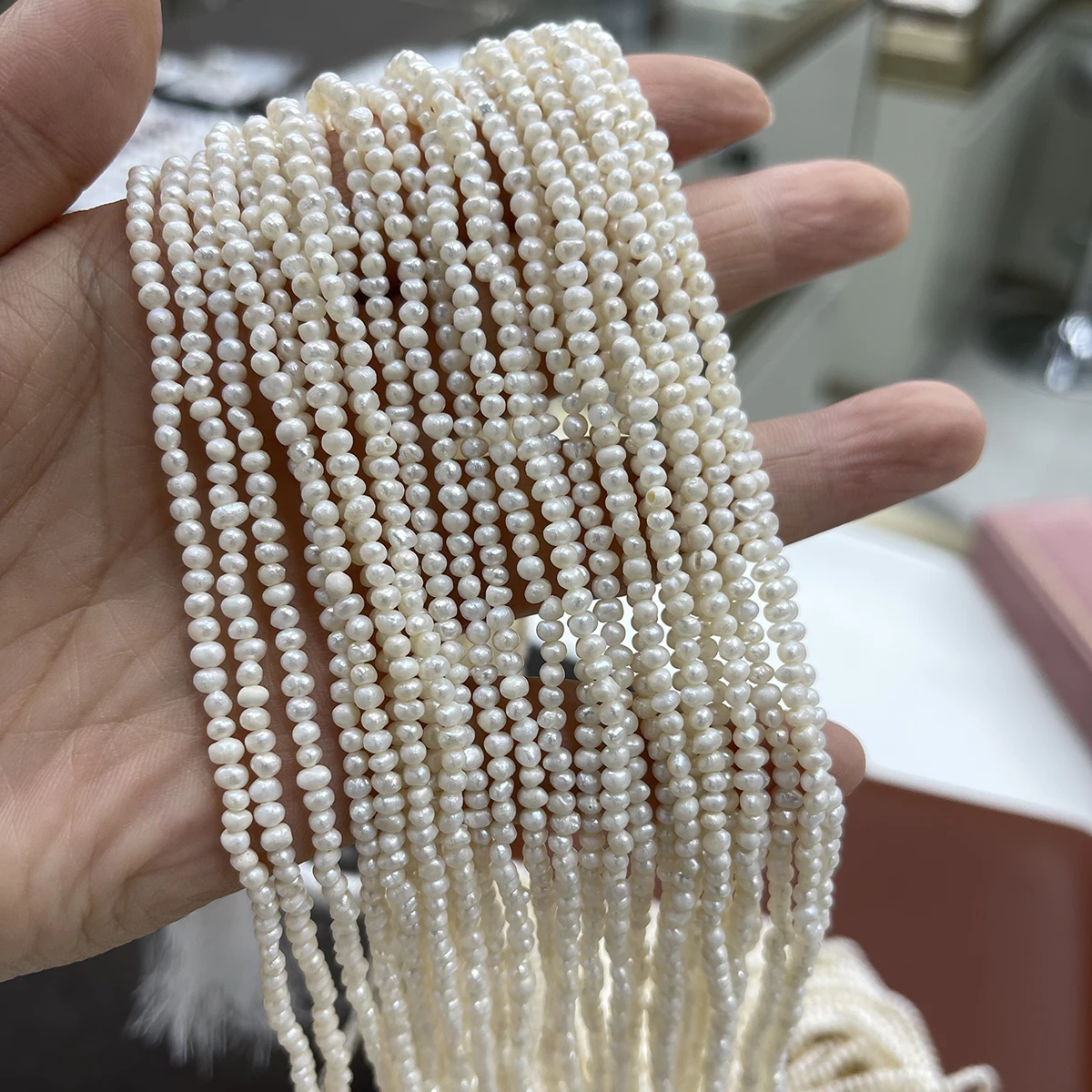 2‑3mm Real Natural Freshwater Pearls 36cm Semi‑Finished Strand Loose Beads for DIY Necklace Bracelet Jewelry Making Accessories