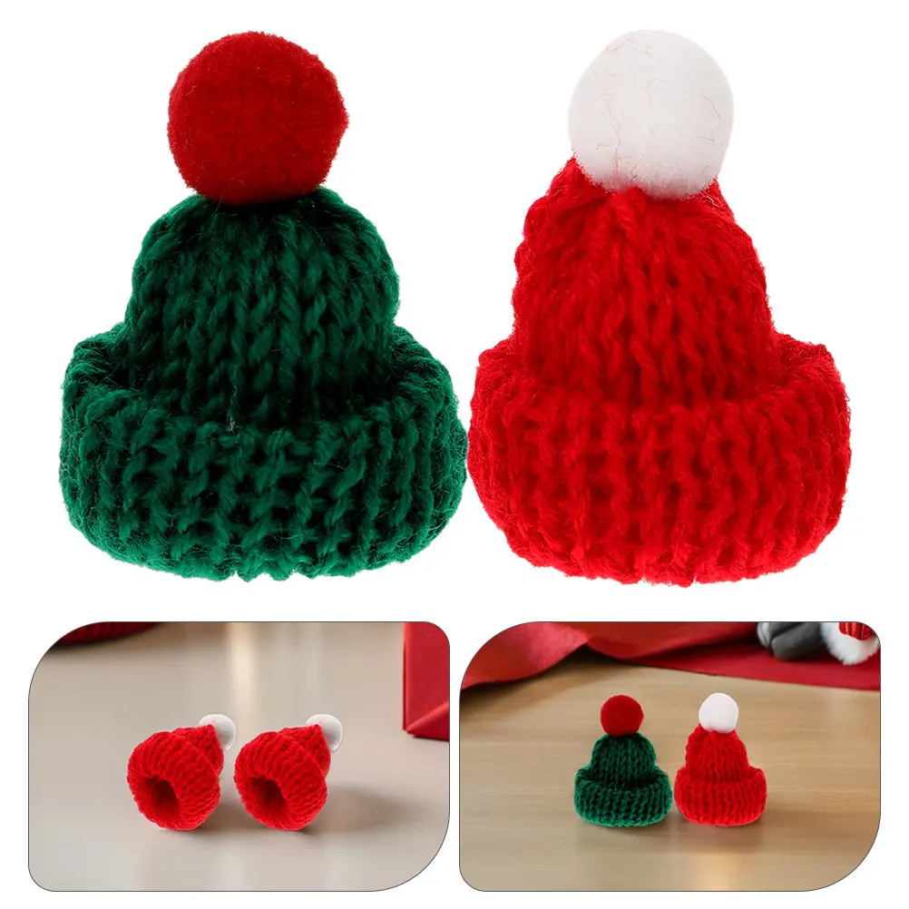 

40Pcs Mini Knitting Hats Christmas Miniature Santa Caps Snowman Caps for Crafts Holiday Decorations DIY Ornaments