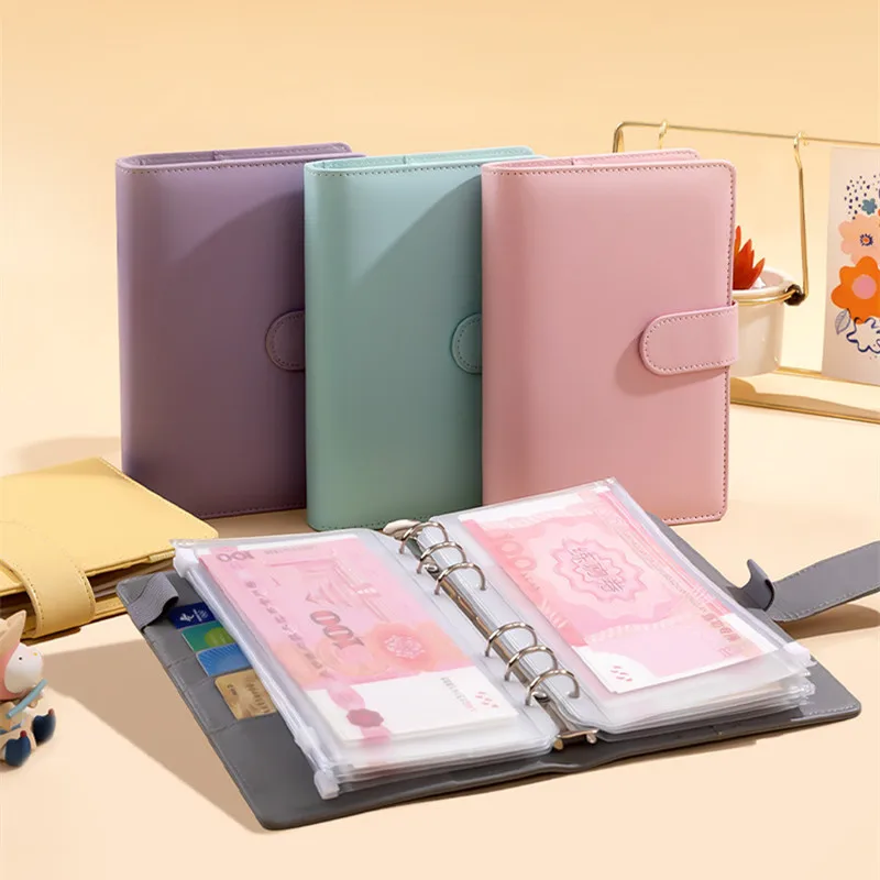 Color A6 Budget Binders Planner 6 Hole 8 Zipper Envelopes 2 Stickers in One NoteBook Wallet For Save Money Organizer Cash System