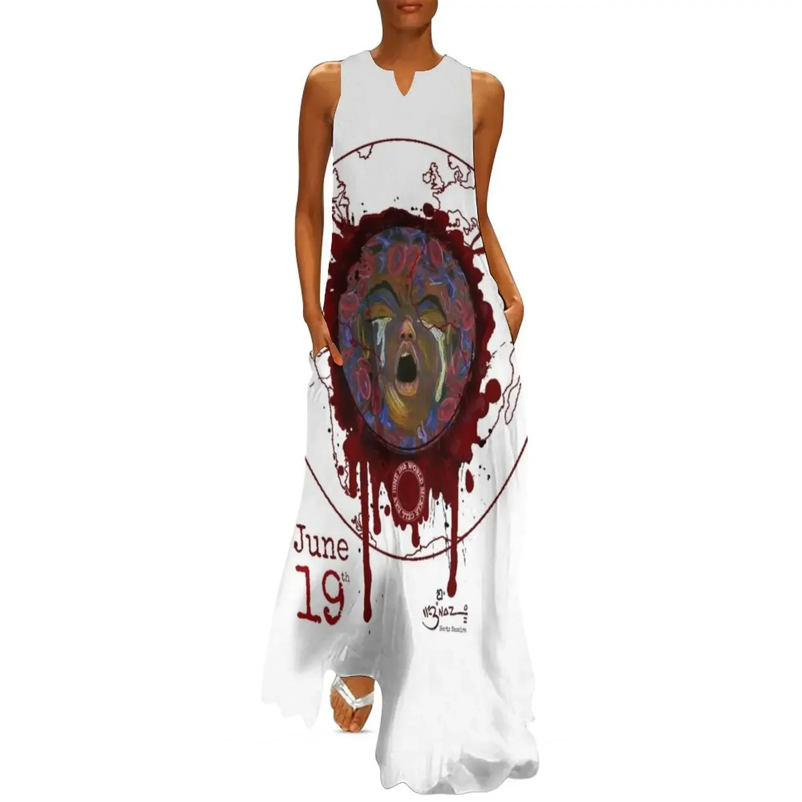 

June 19th World Sickle Cell Day - Awareness Art by Hertz Nazaire Long Dress dress women summer 2025 fairy dress