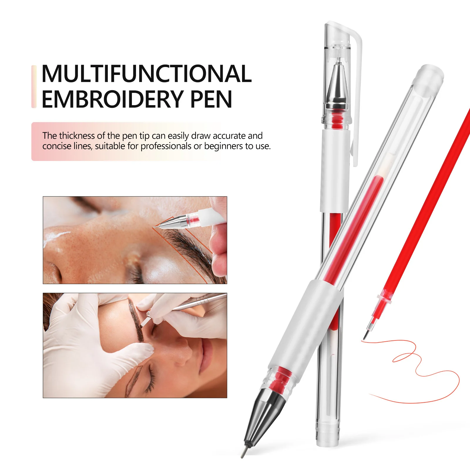 

4Pcs Skin Marker Pen for Brow Mapping Precision Eyebrow Drawing Tool Multi-Use Tattoo Guide Pen with Refills Safe for Skin