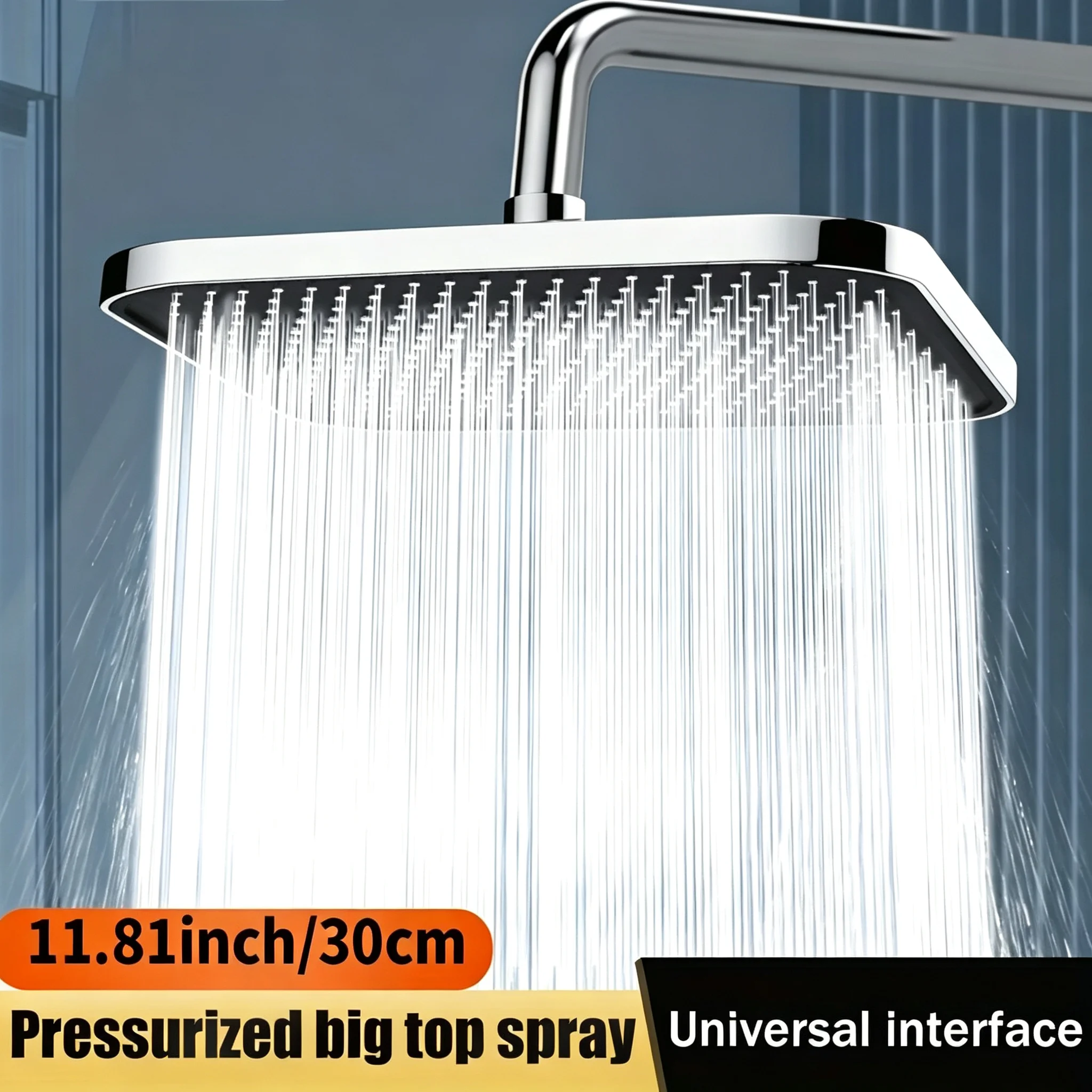 High Pressure Dual Shower System 300mm Rainfall Shower Head 190mm Handheld Spray Wall Mount Square Set for Hotel & House Bath