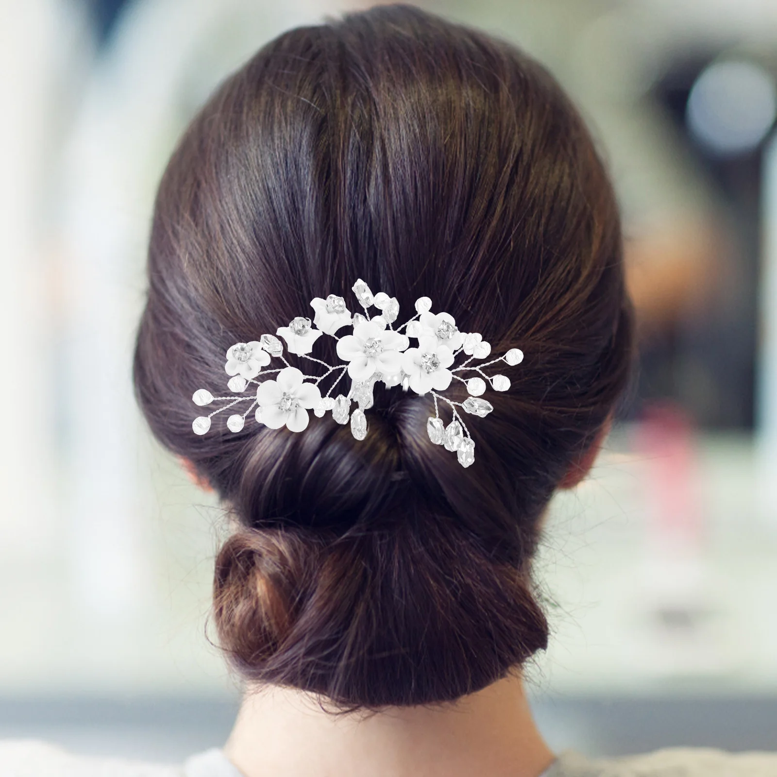 

Soft Pottery Flower Crystal Hair Accessories Bride Polymer Clay Bridal Accessory