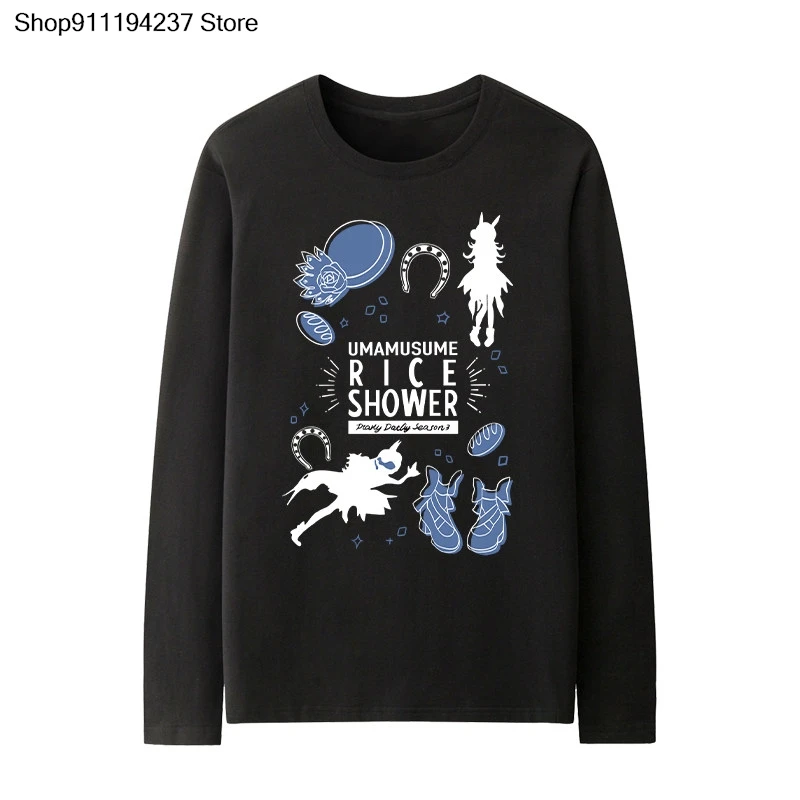 Uma Musume Pretty Derby Tokai Teio Mejiro McQueen Rice Shower Cosplay Long Sleeve T Shirt Women Men 100% Cotton Graphics Top