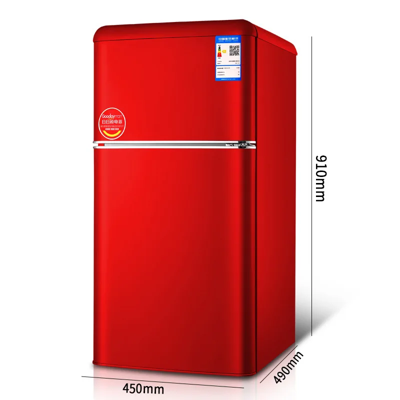 Household Small Double Door Refrigerated Refrigerator Office Small Retro Refrigerator
