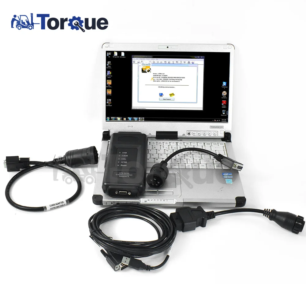 For ET Communication Adapter III comm 4 diagnostic tool et4 ET diagnostic interface+sis software+Flash+CF C2 laptop