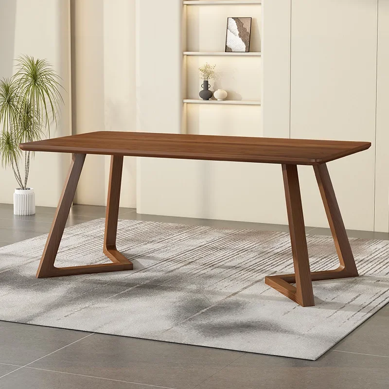 Table à manger nordique tout en bois massif, café en noyer léger, luxe, moderne, simple, salon, hôtel