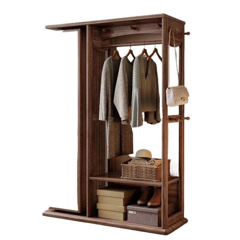 #New Chinese Ebony Solid Wood Coat Rack | Storage Wardrobe | Applicable To Bedroom Living Room Wardrobe Children Adults