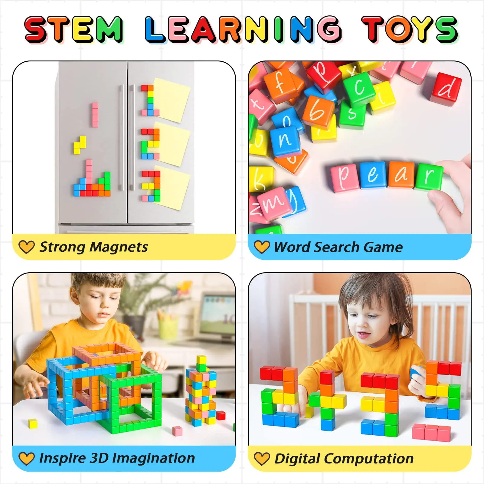 32PCS Magnetic Blocks, Gifts for3+ Year Old, Magnet Building Blocks for Toddlers, Girls & Boys,