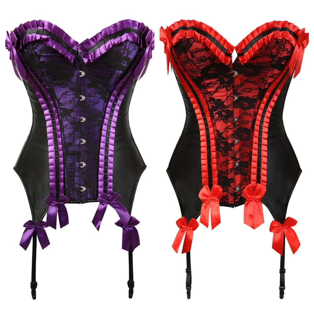 Bustier Corset Top for Women Push Up Corsets Sexy Lace Bustiers Embroidery Corselet Carnival Outfits Evening Party Costumes