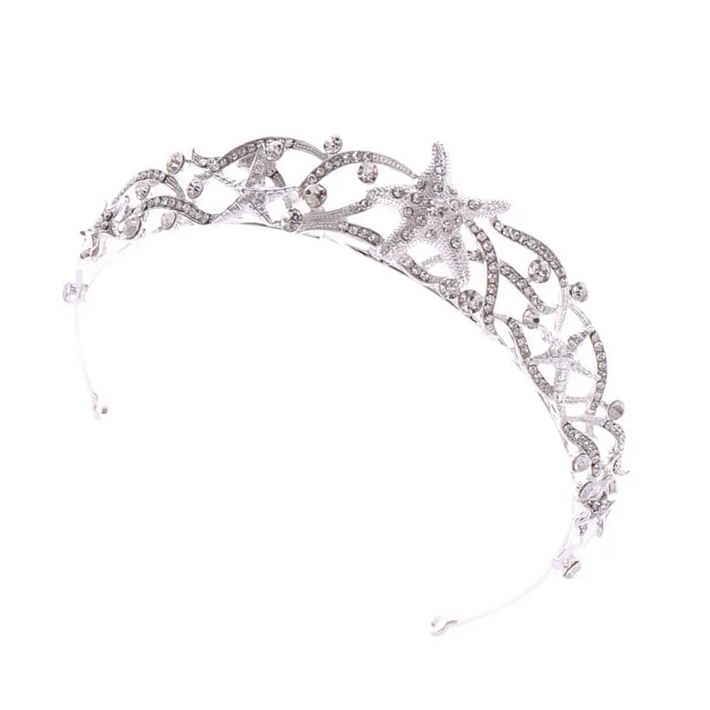 

Chic Diamond Sea Star Bridal Headband Exquisite Wedding Crown Hair Accessory for Beach Party Anniversary Holiday Bridal