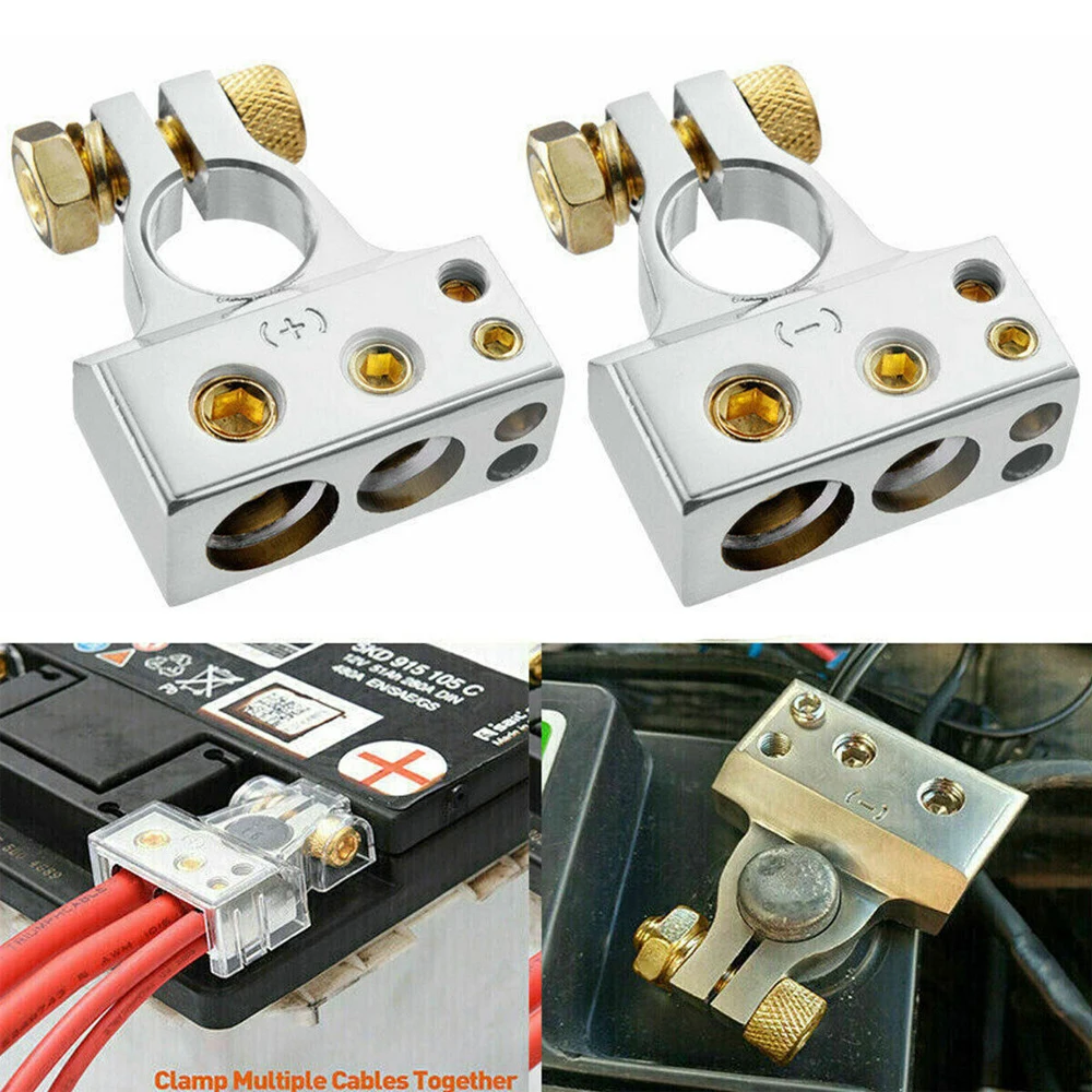 2pcs Positive Negative Car Terminal Clamp Connector Kit Plastic Covers Power Adapter Automotive Accessories