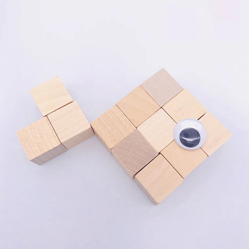 50 Pcs Natural Color Small Wooden Craft Cubes Precise Cutting Wood Square Blocks for Crafts & DIY Projects (15mm Birch Block)