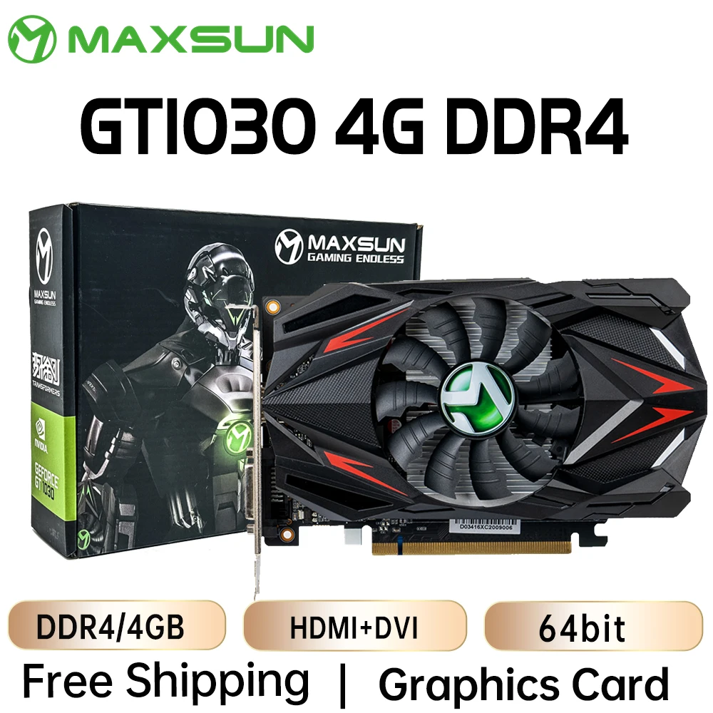 MAXSUN Gaming Graphic Cards GT 1030 Transformers 4GB DDR4 Nvidia GPU Desktop Video Card DVI Computer components Full New