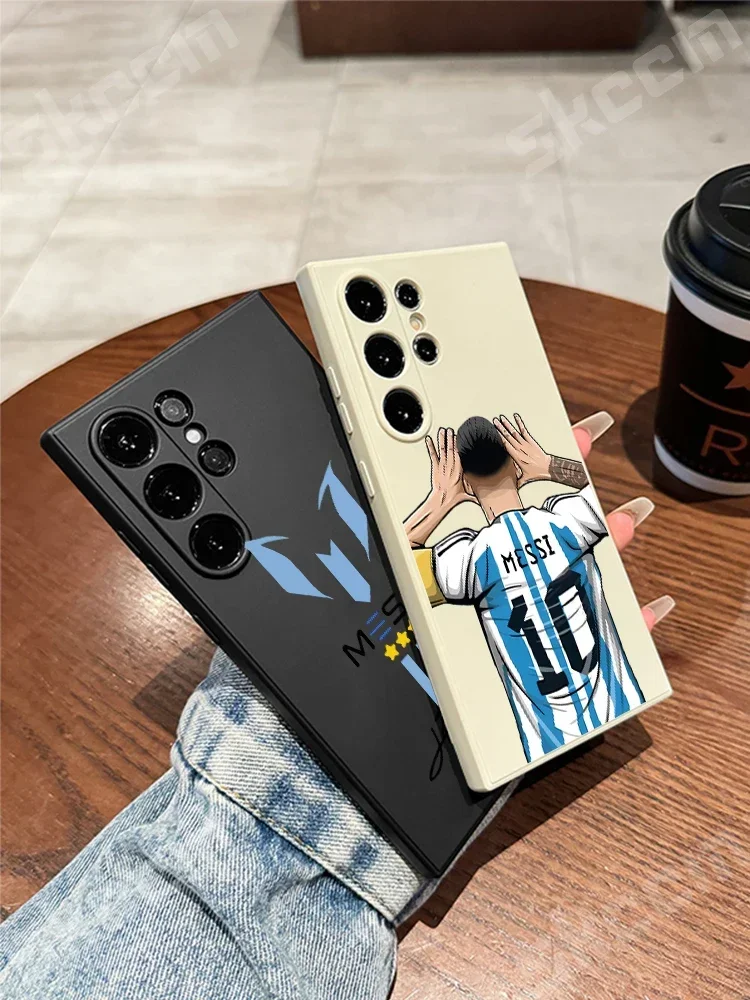 ميسي كرة القدم قضية الهاتف لسامسونج غالاكسي S23 الترا S24 زائد S22 S20 FE A15 A35 A50 A51 A54 A55 A71 A72 A73 غطاء