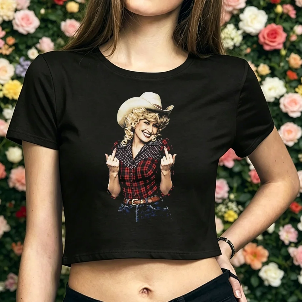 Dolly Parton cropped top teen streetwear party summer tshirt korean fashion scene  summer kawaii