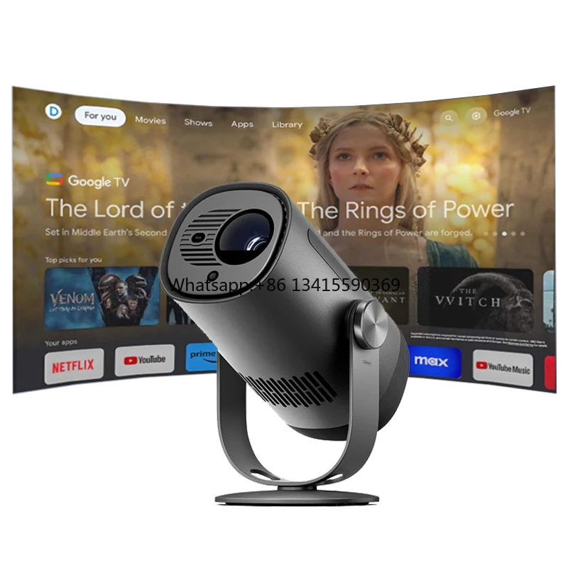 

2025 Stylish Dangbei Freedo Rotating Mini Projector 450 ISO Lumens HDR 10+ Build in Battery Google TV Outdoor Portable Projector