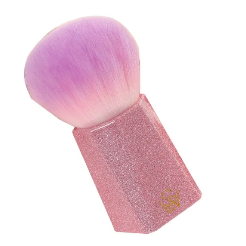 Brocha de maquillaje de 1 piezas, polvo suelto rosa con Base, pelo suave, herramienta de belleza portátil, Accesorios de belleza