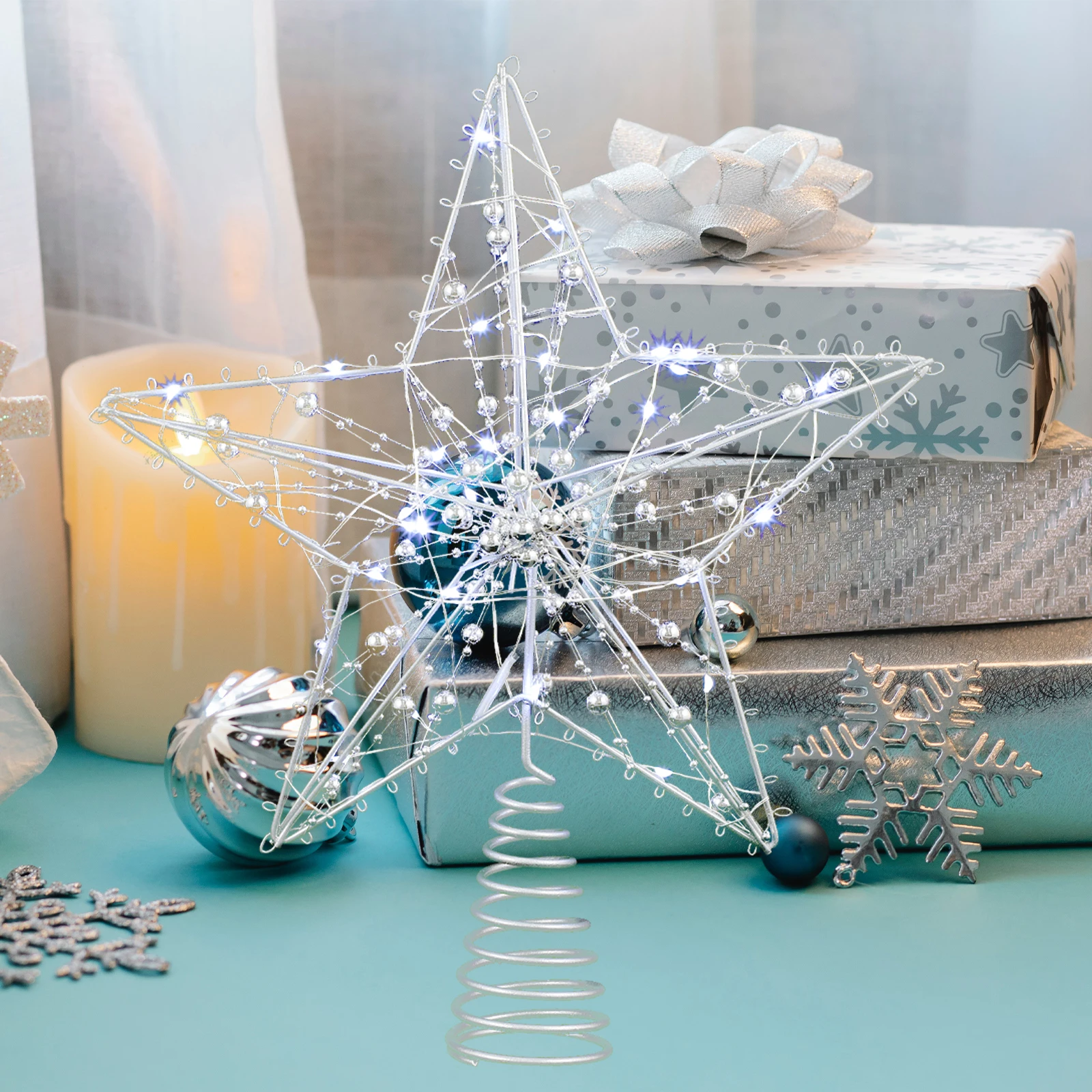 

Gold Pentagram Top Star Christmas Decorations 5 Points Treetop Silver Treetop Star Plastic Festive naments Xmas Tree