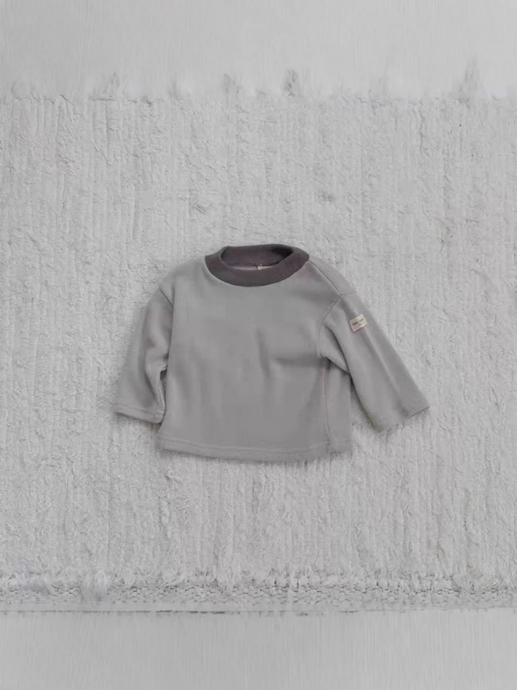 طفل فتاة الصلبة بسيطة قاع القمصان الرضع الصبي تنوعا بلايز عادية 2025 الخريف جديد طفل طويل الأكمام تي شيرت القطن #5