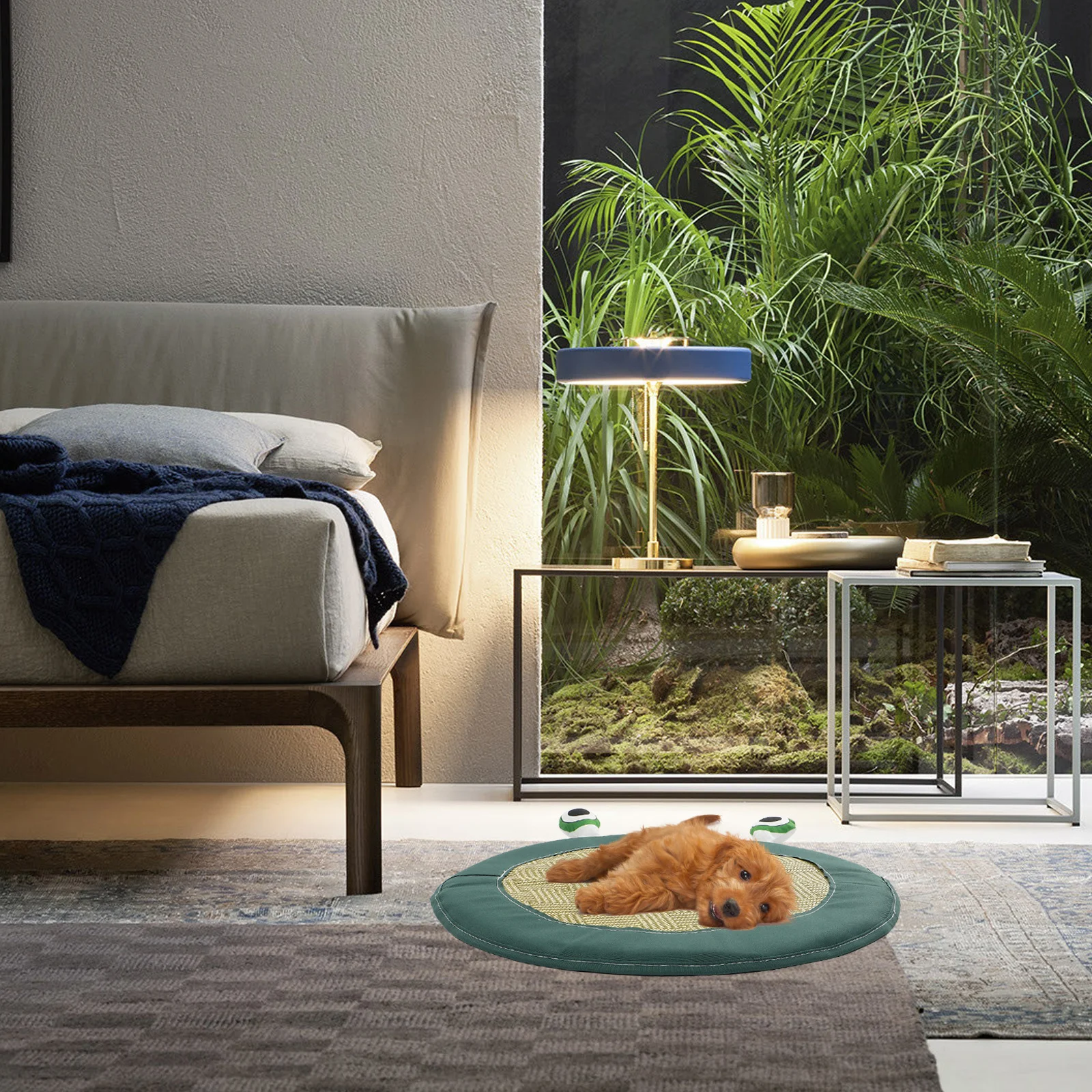 

Dog Mat Pet Sleeping Cushion Thick Cooling Floor Pad for Cats Summer Rattan Anti-Slip Comfortable Lightweight Nest