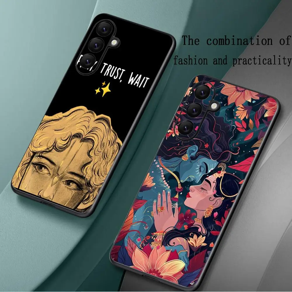 Hinduism Krishna radhey design Phone Case For Samsung Galaxy S25 S24 S23 S22 S21 S20 Plus Ultra Note20 Soft Black