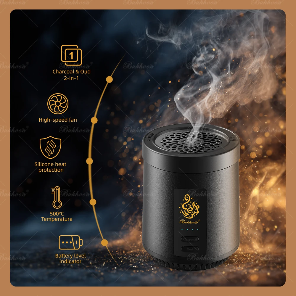 

2025 New Arabic Aroma Diffuser USB Car Portable Electric Incense Burner Bakhoor Arabia Charcoal Burner Big Size Burning Space