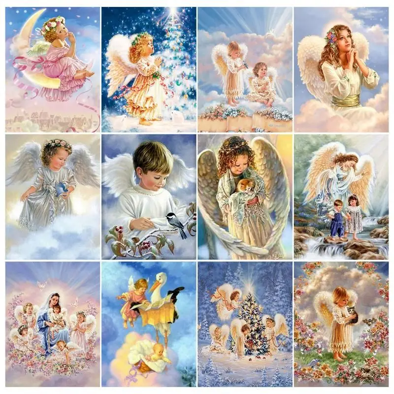 RUOPOTY 5D DIY Full Square Portrait Diamond Embroidery Angel Picture Painting Mosaic Rhinestones Kit Home Decoration