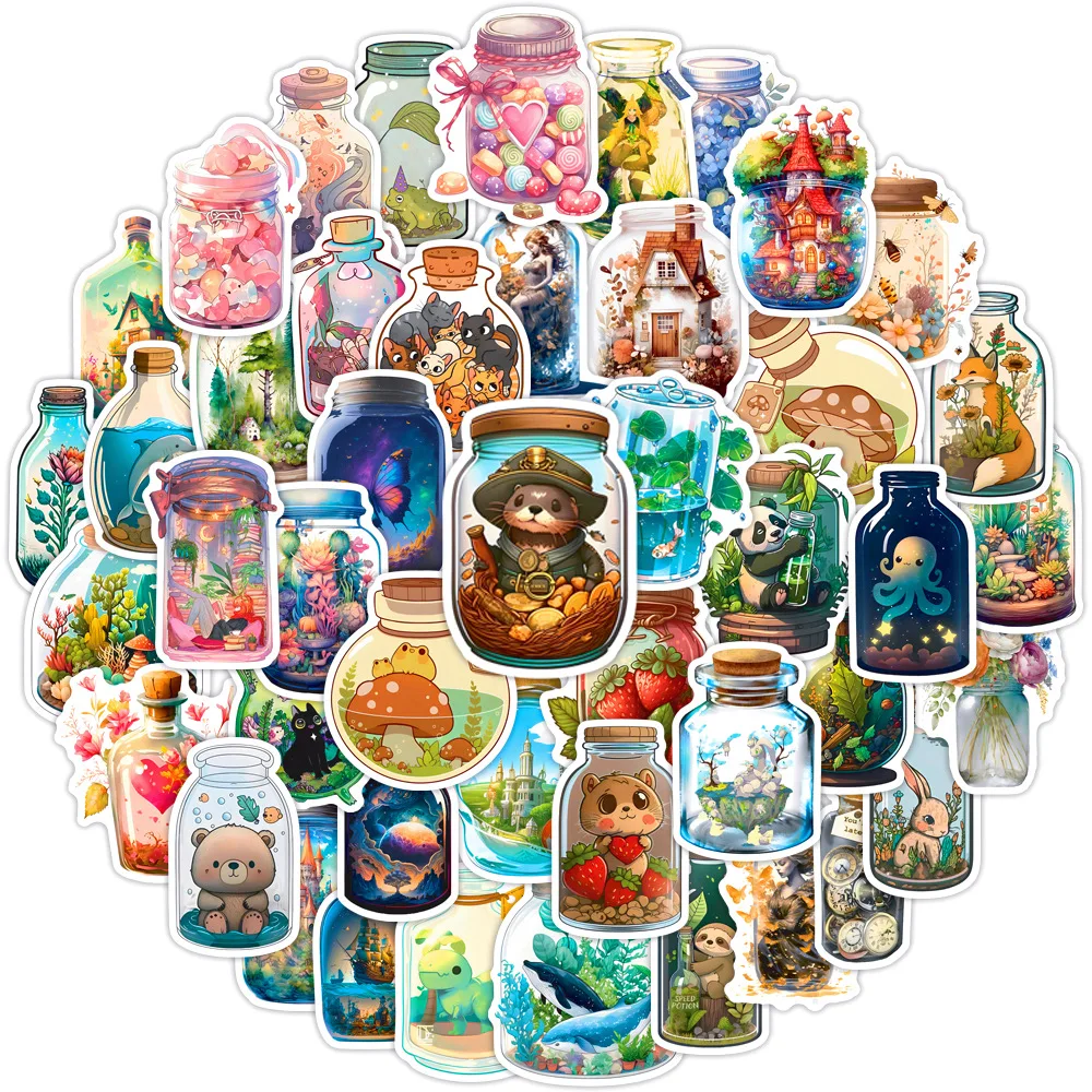 10/30/50PCS Kawaii Bottle World Cartoon Stickers Aesthetic Graffiti Decals Laptop Scrapbook Phone Suitcase Decoration Sticker