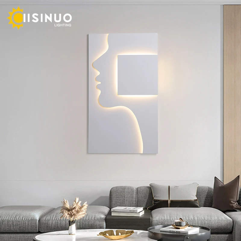 

Creative Indoor Wall Sconce Face Profile Art light LED Bedside Lamp 95v 240v for Living Room Staircase Restaurant Decora Fixture